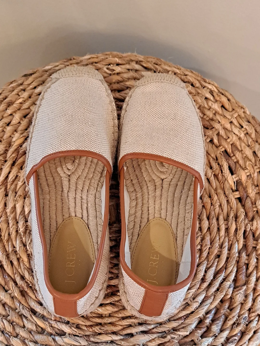 NWOT J.Crew Factory Womens Summer Beige Linen Canvas Espadrille Loafers 7.5
